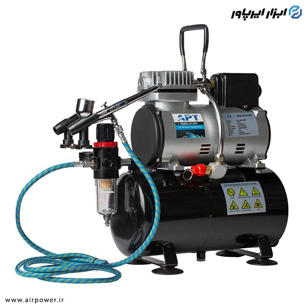 کمپرسور ایربراش اتوماتیک APT سه لیتری با لوازم مدل AT-186SK3