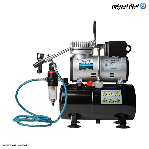 کمپرسور ایربراش اتوماتیک APT سه لیتری با لوازم مدل AT-186SK3
