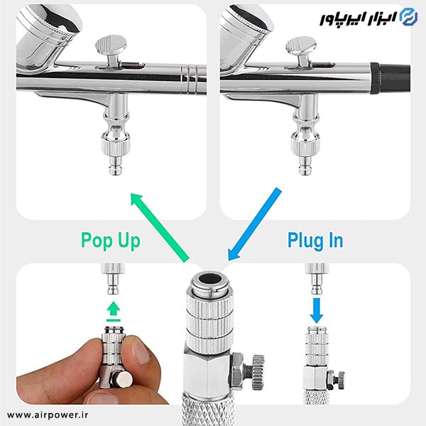کوپلینگ اتوماتیک ایربراش APT دو تیکه تنظیم دار مدل AT-120