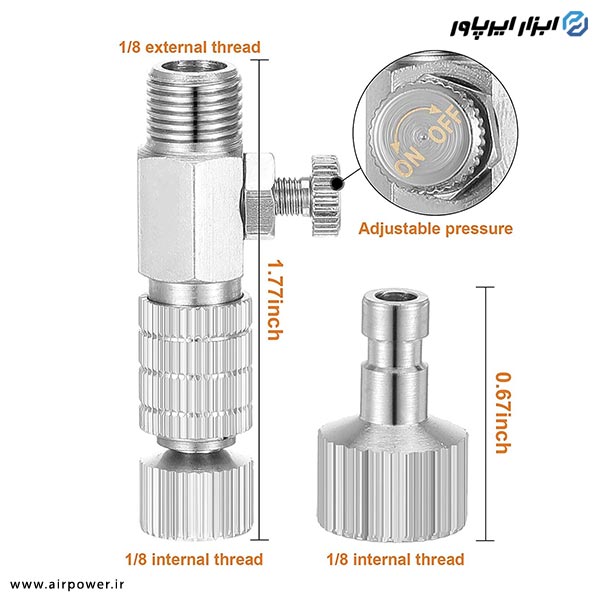 کوپلینگ اتوماتیک ایربراش APT دو تیکه تنظیم دار مدل AT-120